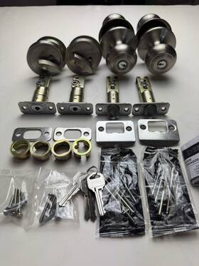 91553 Defiant Hartford Satin Nickel Entry Knob And Deadbolt Lock Set - 4 Keys Nib 91553 Defiant Hartford Satin Nickel Entry Knob And Deadbolt Lock Set - 4 Keys Nib