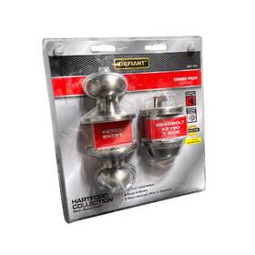 Bgx2l1 Defiant Hartford Satin Nickel Entry Knob And Single Cylinder Deadbolt Combo Pack