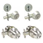 Defiant Knobs Keyed Stainless Ball Door Steel Set Deadbolt 2 Pack Entry