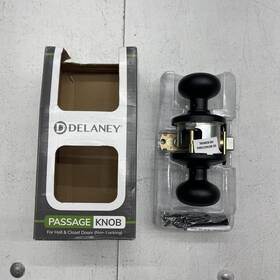 101tt-au-us19 Delaney Passage Door Knob Aubryn Interior Hall Closet Matte Black Non Locking