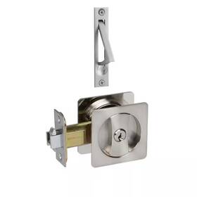 Delaney Hardware 313107915932 Contemporary Square Satin Nickel Entry Door Sliding Pocket Lock