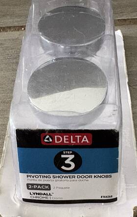 164269 Delta Lyndall Polished Chrome Pivoting Shower Door Knob 2-pack