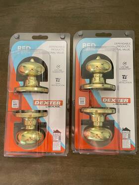 Dexter 043156862467 2 By Schlage Bright Brass Bed And Bath Privacy Door Knobs #605 J40 V Str