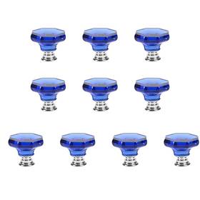 Dixiao 704505891193 10 Pack Blue Glass Decorative Cabinet Doorknob Crystal Drawer
