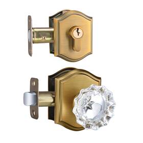 Dllween 639395275856 Crystal Glass Passage Door Knob And Single Cylinder Deadbolt Combo Set Antiq