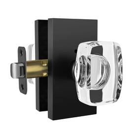 Dllween 639395276785 Glass Crystal Door Knob Interior With Lock Matte Black Modern Privacy K