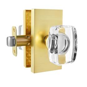 Dllween 639395276877 Crystal Door Knob Glass Gold Interior Satin Brass Passage Modern Rectangula