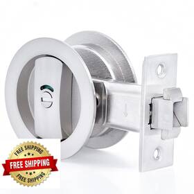 B0bzzncqtd Dontay Brushed Nickel Pocket Door Lock Privacy Handles Latch 2-3/8 Inch Backset