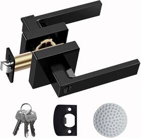 Dsjjbll 711182007526 Matte Black Door Handle Heavy Duty Keyed Alike Entry Lever Knobs Wit