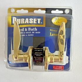 Duraset 050134068148 Door Knob Locking Handle Ansi 3 Brass Finish Fits 1 3/8 Inch - 3/4 Doors
