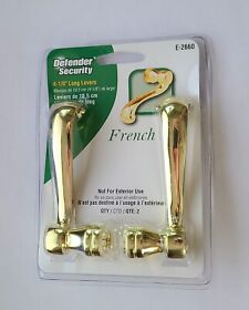 E-2660 Defender Security Brass French Door Levers 4-1/8inch Long 2pk