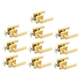 03gd-bk-10 E-home Hardware Pack Door Handle Set Interior Knobs In Satin Brass Privacy Lever 10