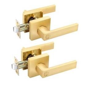 03gd-bk-2 E-home Hardware Pack Gold Door Handless Bed And Bath Leverset Lockset Privacy Lever 2