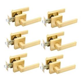 03gd-bk-6 E-home Hardware 6 Pack Gold Door Knobs Interior Brass Handles In Satin Finish