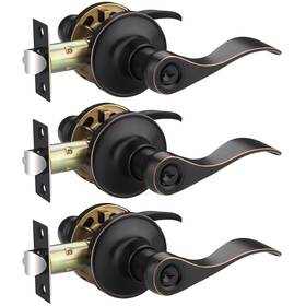 3-etorb-3824 E-home Hardware 3 Pack Keyed Alike Entry Door Handle Oil Rubbed Bronze Knobs Interior