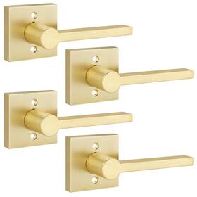 B0byzgtvzk Ehomeware 4 Pack Satin Brass Dummy Door Handle Gold Interior Pull/push Heavy Dut