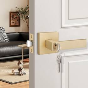 B0bz7x36yx Ehomeware 1 Pack Gold Entry Door Lever Handles With Keys Not Keyed Alike