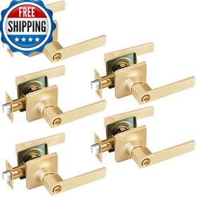 Ehomeware B0clrndzkm 5 Pack Gold Door Knobs Privacy Lever Brushed Brass Interior