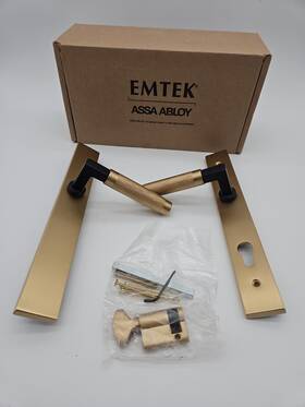 Emtek 15a3 15a3-rh 11 Inch Non-keyed Multi Point Lock Trim In Flat Black Brushed Brass