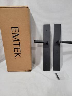 1l1r55us19 Emtek Dummy Door Large Multi Point Trim Aston Lever Black Euro Profile