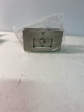 2108us15 Emtek Modern Rectangular Privacy Pocket Door Lock - Satin Nickel