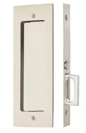 2114-14 Emtek 211415 Modern Rectangular Pocket Door Mortise Set Passage Polished Nickel