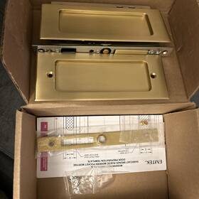 21144 Emtek 7-1/4 Inch Height Passage Pocket Door Mortise Lock Satin Brass