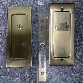 2115us14134 Emtek Modern Rectangular 7-1/4 Inch Privacy Mortise Pocket Door Lock For 1-3/4