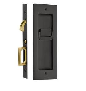2115us19 Emtek Modern 7-1/4 Inch Privacy Pocket Door Mortise Lock - Flat Black Read