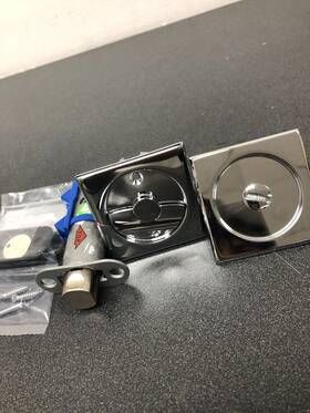 2135us26 Emtek Square Tubular 2-1/2 Inch Privacy Pocket Door Lock - Polished Chrome