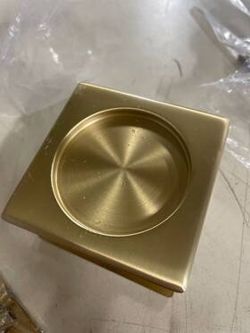 2136us4 Emtek Satin Brass Dummy Pocket Door Pull Square 2-1/2 Inch For Double