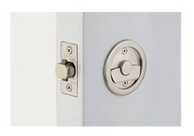 2145us15 Emtek Round Tubular 2-1/2 Inch Privacy Pocket Door Lock - Satin Nickel
