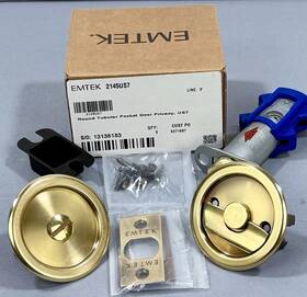 2145us7 Emtek Round Tubular 2-1/2 Inch Privacy Pocket Door Lock - French Antique