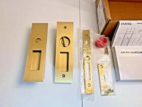 2155us4 Emtek Narrow Modern Rectangular 7-1/4 Inch Tall Privacy Pocket Door Lock