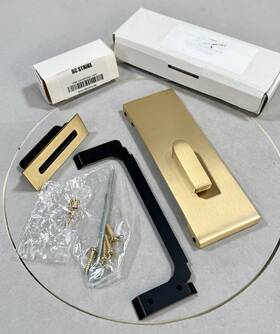 222201us4 Emtek Modern Rectangular Barn Door Privacy Lock In Satin Brass