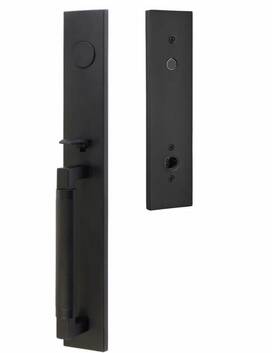 4209hlorhus19 Emtek Dummy Hercules Knurled Helios Lever Set Flat Black