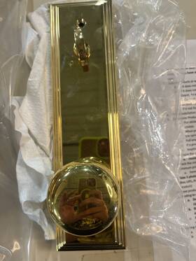 4212pus3nl Emtek Melrose Full Plate Handleset With Keyed Entry - Unlacquered Brass