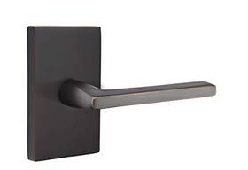 Emtek 426991035280 Set Modern Rectangular Rosette Helios Lever Oil Rubbed Bronze Rh