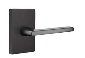 Emtek 426991035464 Passage Set Modern Rectangular Rosette Helios Lever Flat Black Rh