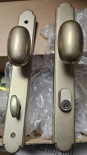 4444twb Emtek Stretto Arched Single Cylinder Keyed Sideplate Entry Set