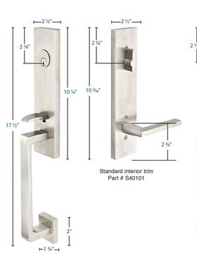 Emtek 4818sturhus14 4818 Davos Single Cyl Tubular Entry Set Rh Stuttgart Lever Polished Nickel