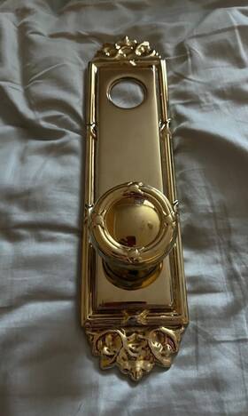 4911-us3 Emtek Entry Door Set Imperial Style Ribbon And Reed Knob Polished Brass