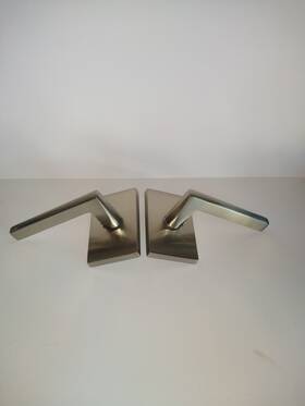 5052hlous15lh Emtek Dummy Lever Set Modern Rectangle Rosette Satin Nickel
