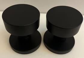 5059rouus19 Emtek Dummy Door Knob Set Disk Rosette Flat Black Round Noscrew