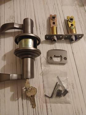 5100clhus15 Emtek Cortina Left Hand Keyed Privacy Lever Set Satin Nickel