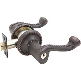 5101rllhus10b Emtek Keyed Entry Entrance Door Lever Lock Oil Rubbed Bronze Rope Right Handed