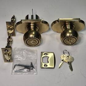 5108rkus7 Emtek Rope Entry Door Knob Polished Brass Keyed Lockset W Keys