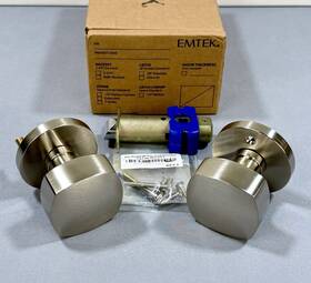 5109frkus15 Emtek Freestone Passage Doorknob Set With Disk Rose In Satin Nickel -