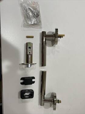 5109us14 Emtek Right Handed Passage Door Lever Set With Disk Rosette Brass T-bar