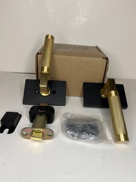 510knus4 Emtek Satin Brass Knurled Passage Door Lever - Select Collection